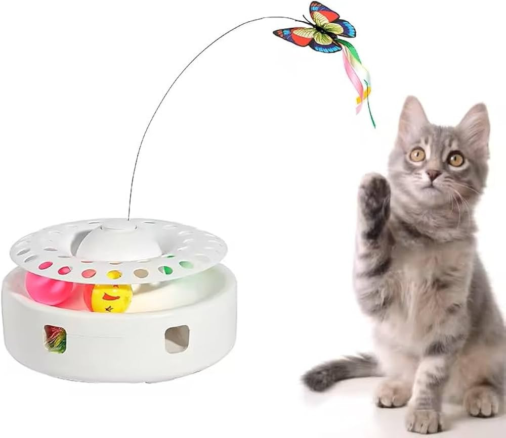 Cat Toys - 3 in 1 Interactive Automatic Kitten Toy, Fluttering Butterfly, Mobile Ambush Feather, ... | Amazon (US)