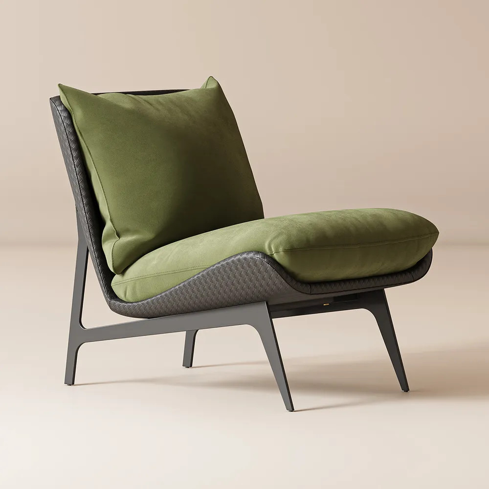 Hernest | Modern Dark Green Lounge Chair with Cushion | Hernest