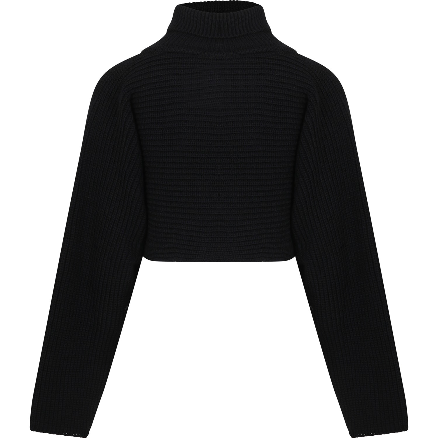 MSGM Black Cropped Turtleneck For Girl With Logo | Italist.com US