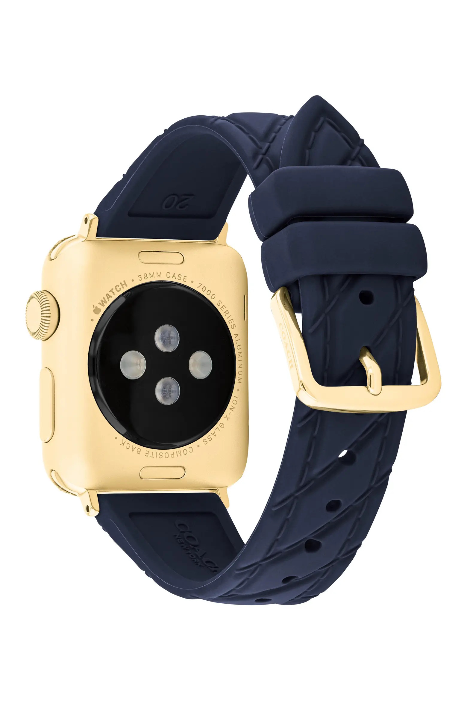 COACH 20mm Navy Quilted Silicone Apple Watch® Watchband (Women) | Nordstrom | Nordstrom