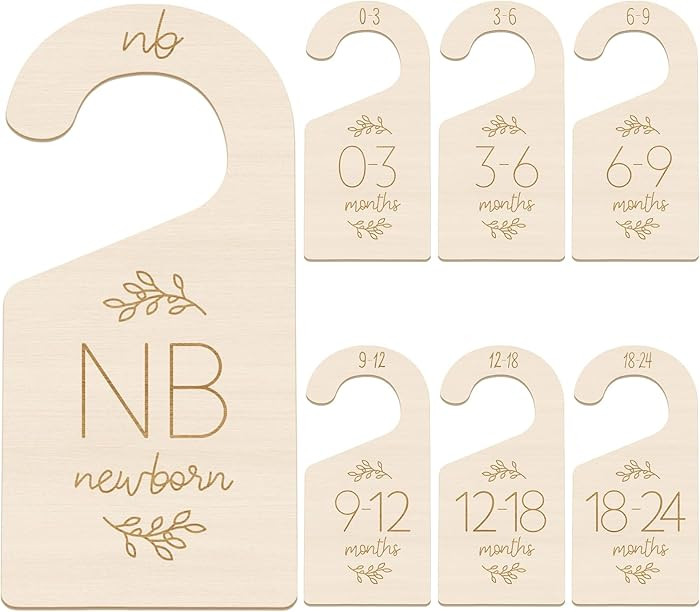 7 Pcs Wooden Baby Closet Dividers for Clothes Organizer, Adorable Double-Sided Baby Clothes Size ... | Amazon (US)