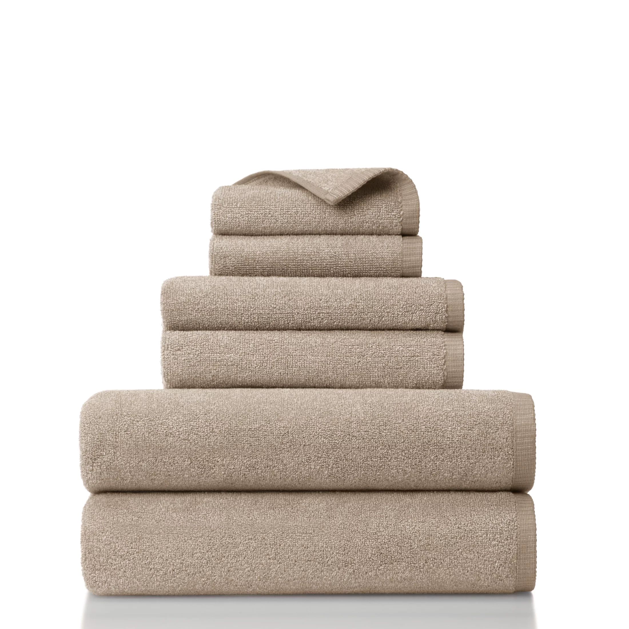 Gap Home Melange Organic Cotton 6 Piece Bath Towel Set Khaki | Walmart (US)