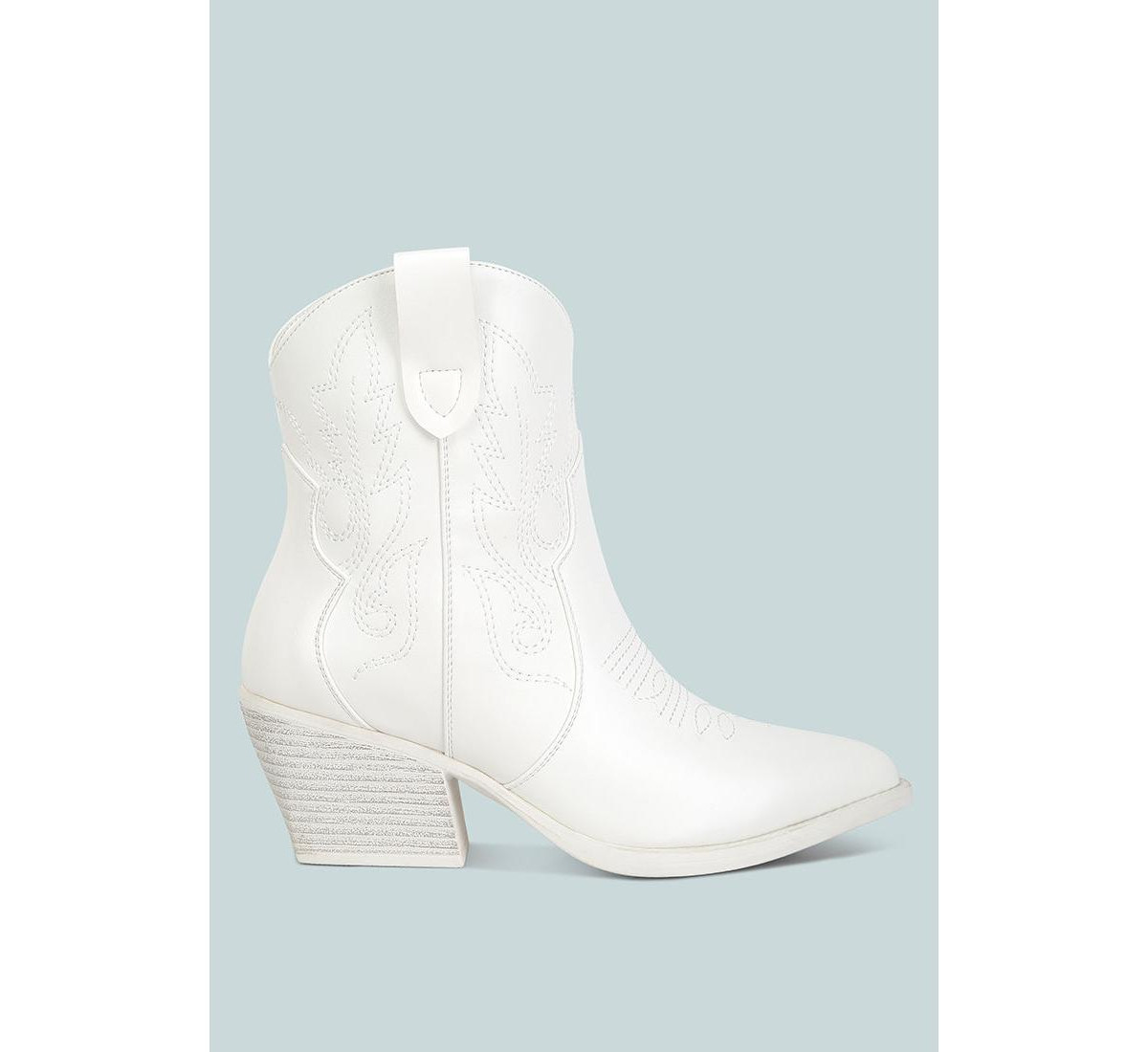aries ankle length block heel cowboy boots - White | Macy's