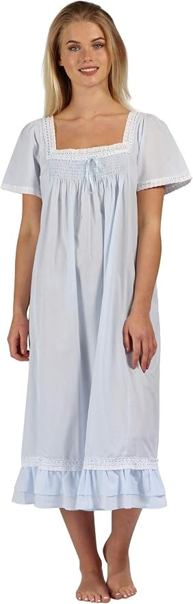 The 1 for U Ladies Nightgowns - Vintage Nightgowns for Women, Evelyn 100% Cotton Gown | Amazon (US)