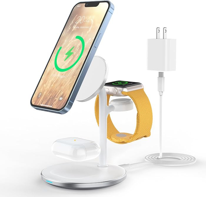 3 in 1 Wireless Charging Station for Apple Devices, Fast Wireless Mag-Safe Charger Stand with 20W... | Amazon (US)