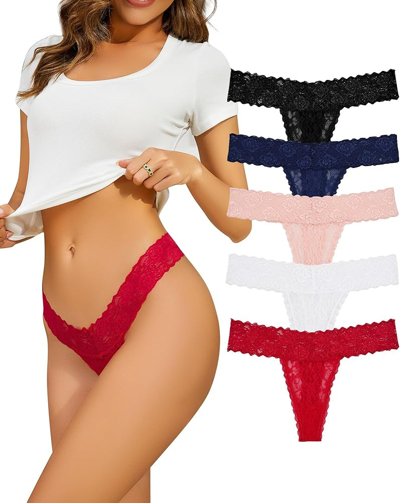 Sunm Boutique Lace Thongs For Women Sexy Underwear Seamless Thongs Soft Stretch Womens Thong Unde... | Amazon (US)