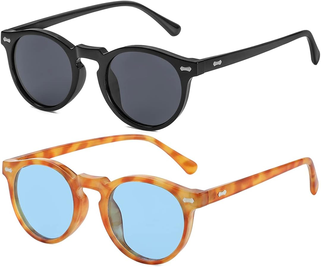 Gleyemor Vintage Polarized Sunglasses for Men Round Sunglasses UV400 Protection Retro Hand-crafte... | Amazon (US)