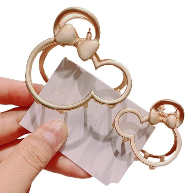 Large Metal Hair Claw Clips (2-Pack), Mickey Mouse Lady Thick Hair Barrette, Hollow Non-slip Hair... | Amazon (US)