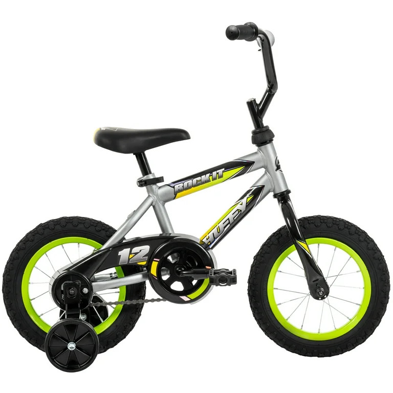 Huffy 12" Rock It Kids' Bike, Fits Riders 37" - 42", Gray, Child, Boys | Walmart (US)