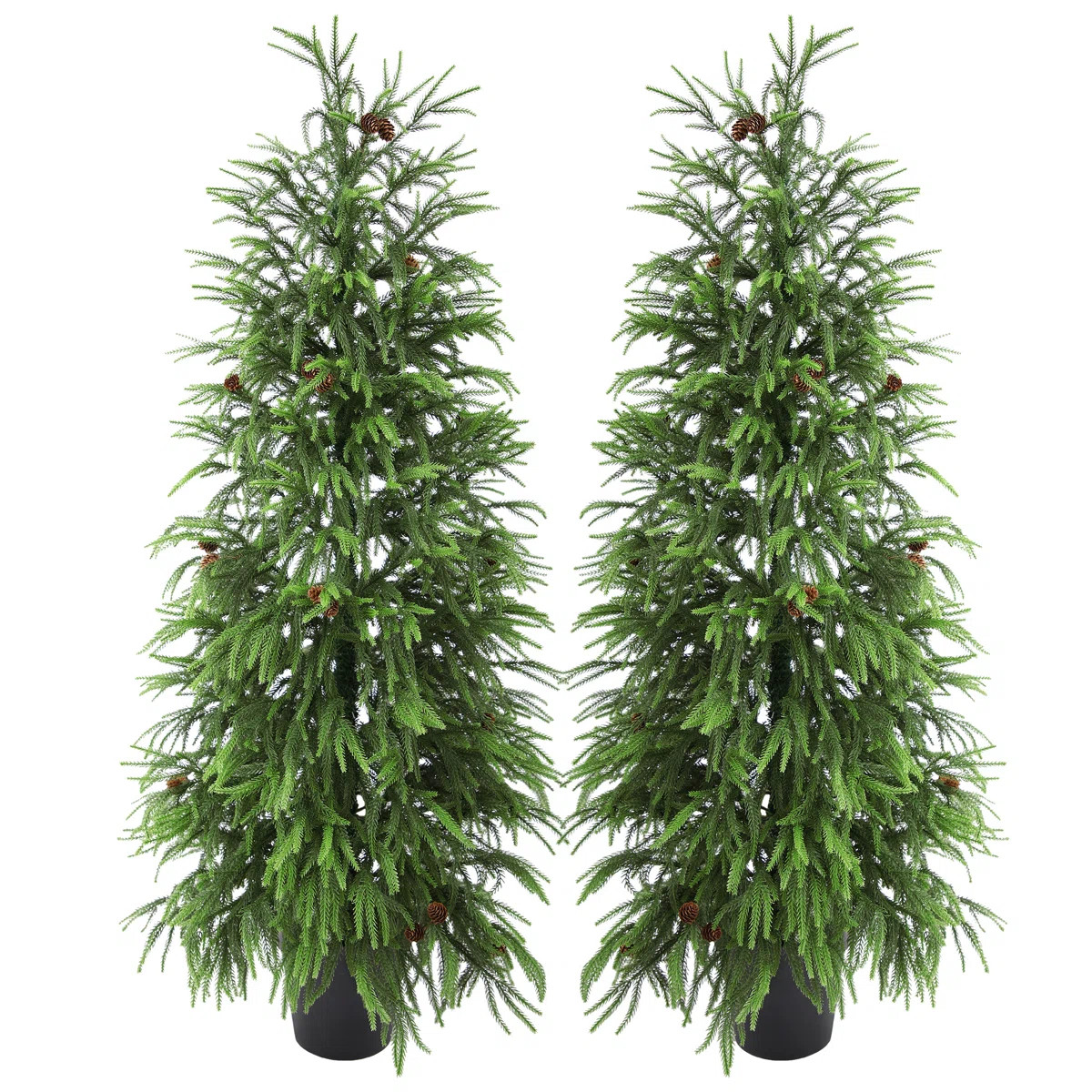 UV-Resistant Real Touch Norfolk Pine Christmas Tree with Realistic Pinecones & Full Branches | Wayfair North America