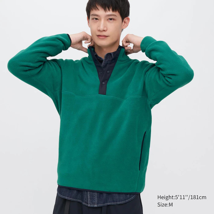 Fleece Button-Up Long-Sleeve Pullover | UNIQLO (US)