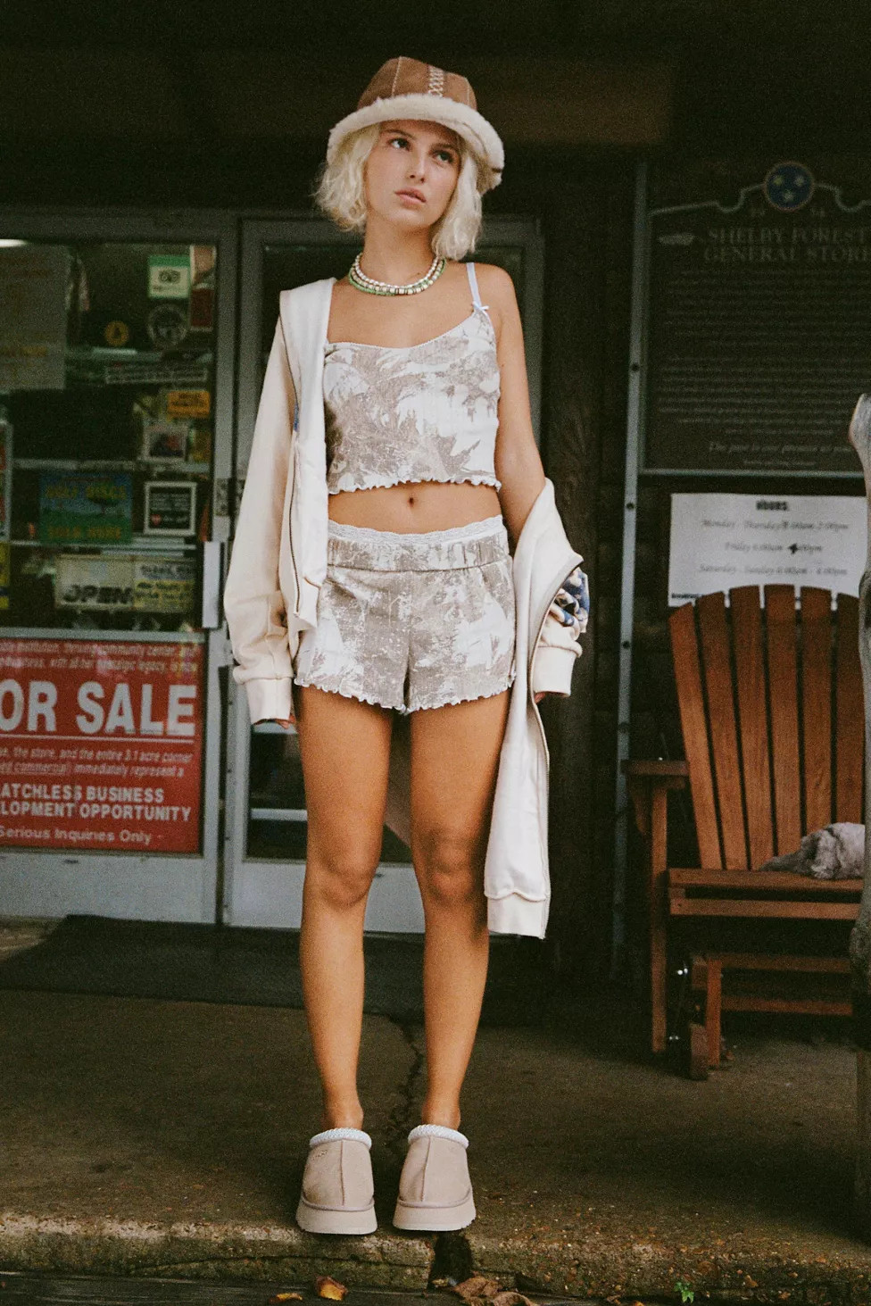 Out From Under Camo Printed Pointelle Cami & Micro Short Set | Urban Outfitters (US and RoW)