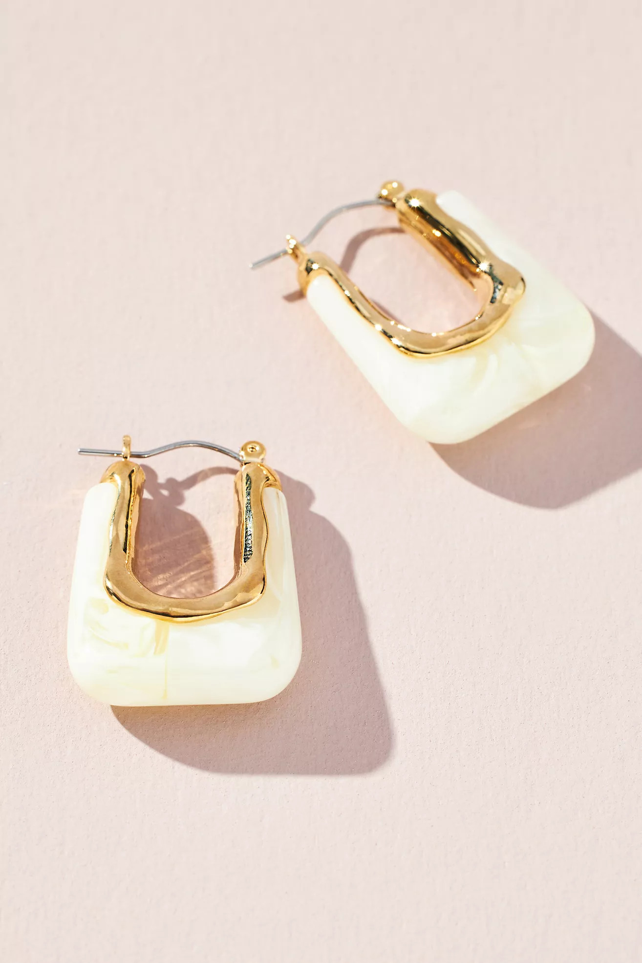 Gold-Rimmed Resin Huggie Earrings | Anthropologie (US)