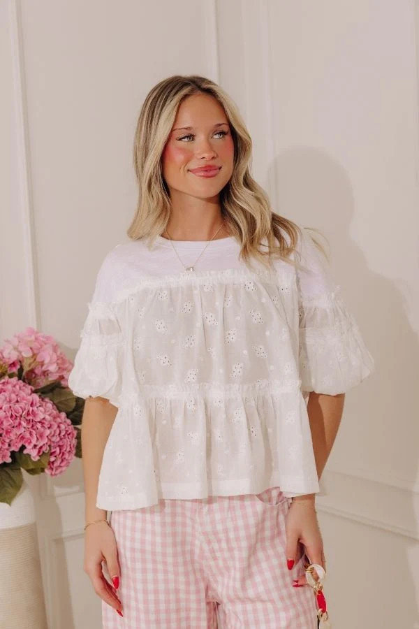 Sweet Simplicity Eyelet Top | Impressions Online Boutique