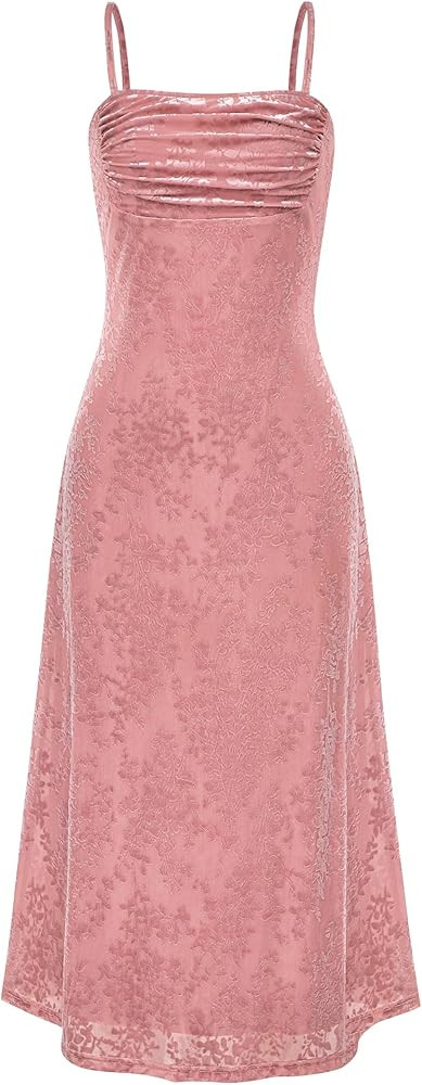 BTFBM Women's Summer Dress Sleeveless Spaghetti Strap Midi Dress Sexy Cowl Neck Floral Cocktail D... | Amazon (US)