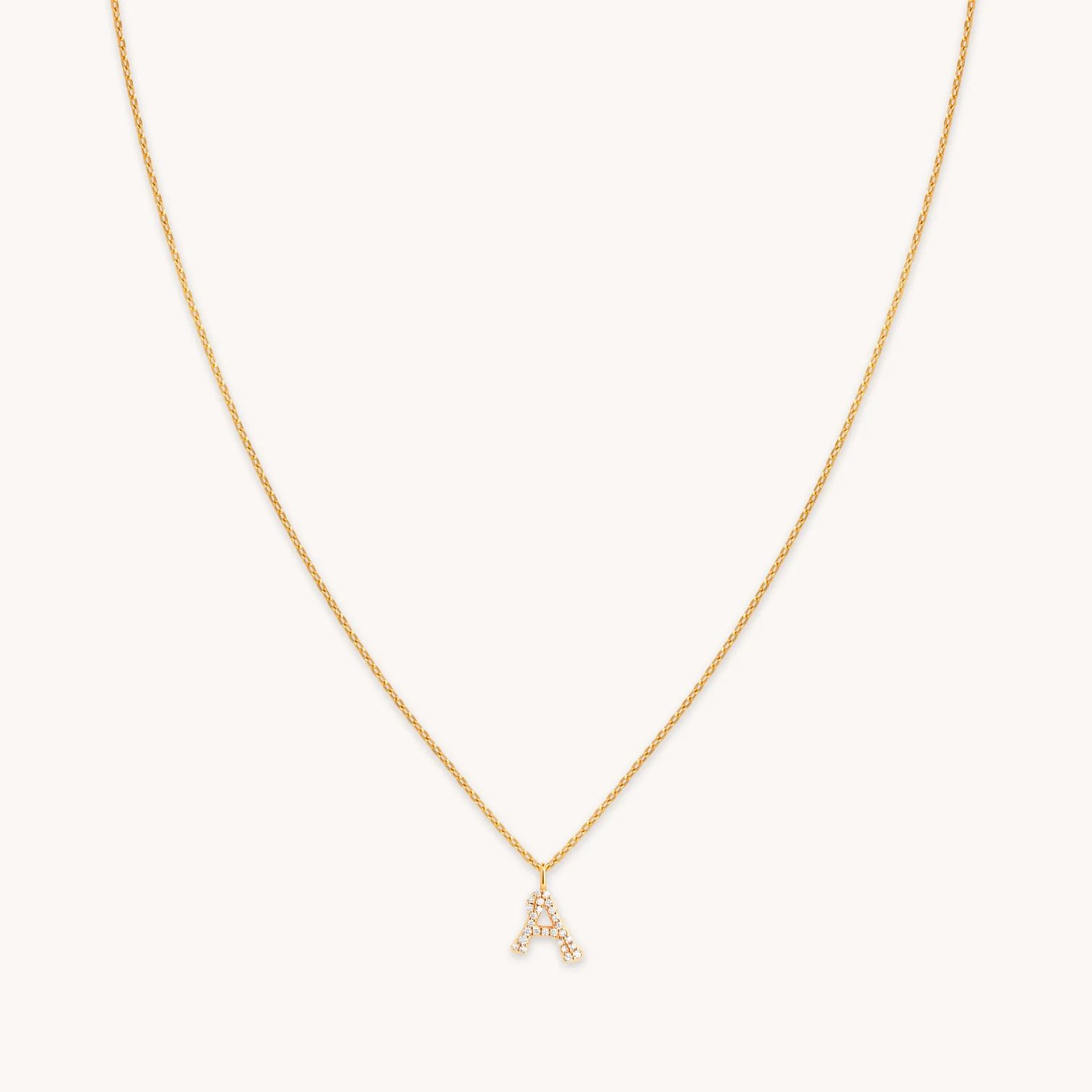 A Pavé Initial Gold Necklace | Astrid & Miyu Necklaces | Astrid and Miyu