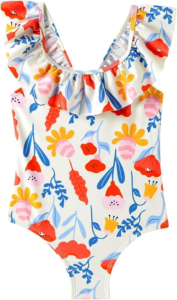 Girls One Piece Swimsuits Toddler Bathing Suit Little Kids Cute Swimwear Quick Dry Striped Ruffle... | Amazon (US)