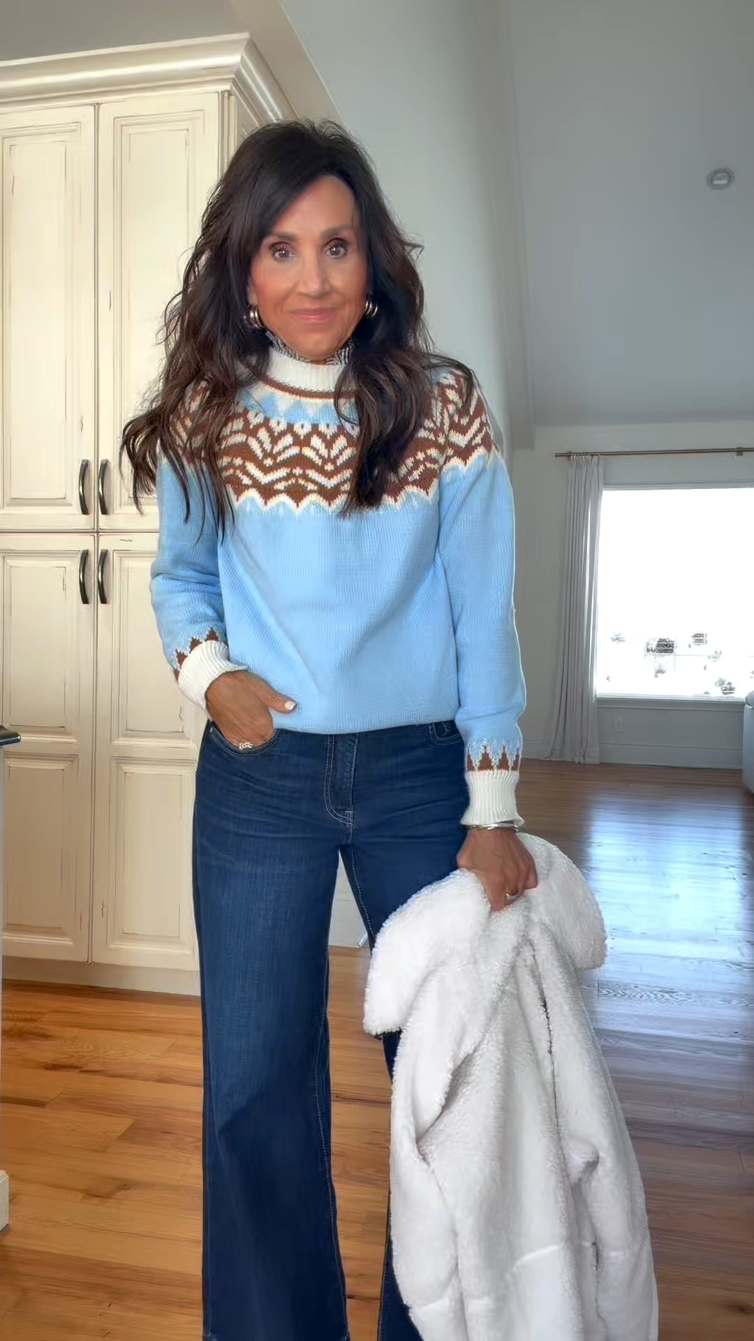 This is the kind of cold-weather outfit that works for real life…errands, coffee dates, or just feeling pulled together.

Sweater - small
Jeans - 2 
Coat - small

#over40style #over50style #timelessfashion
#classicstylewomen #winterfashion