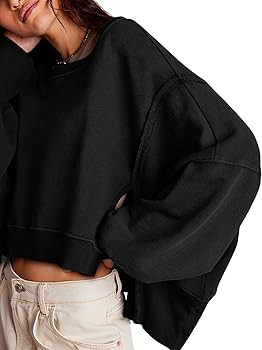 Zwurew Womens Casual Sweatshirt Long Sleeve Tops Crewneck Loose Fit Tee Pullover Crop Tshirt Side... | Amazon (US)