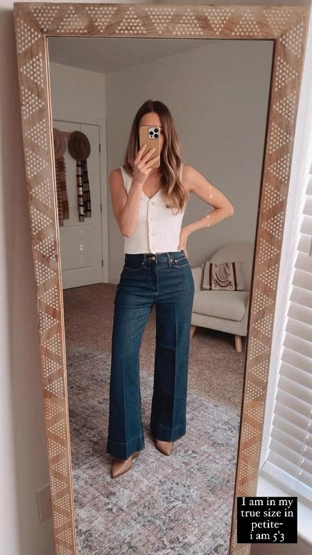 My newest pair of trouser jeans are perfect for work in this dark denim wash. I am wearing my true size and the petite length, which is perfect for both a small heel and flats. I am 5’3  

#LTKover40 #LTKVideo #LTKworkwear