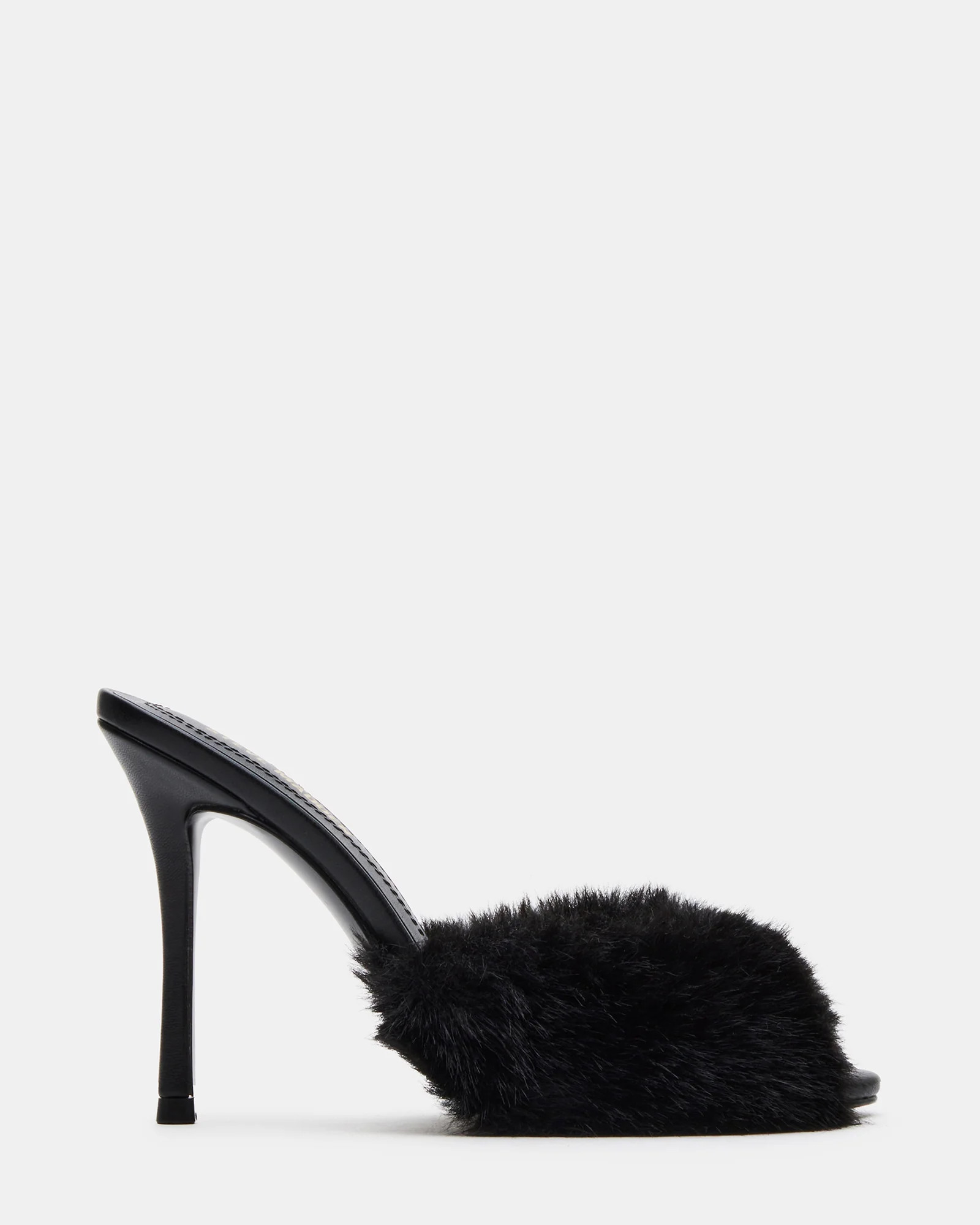 PRIYA Faux Fur Black Mule | Women's Heels | Steve Madden (US)