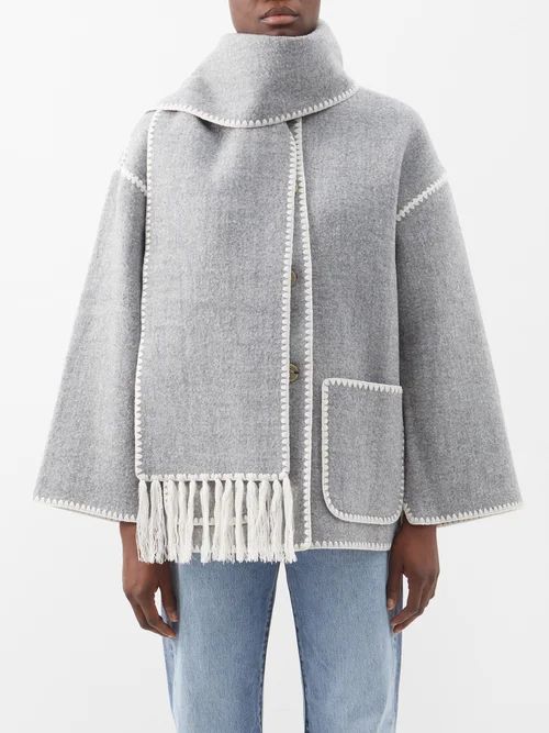 Toteme - Scarf-neck Wool-blend Jacket - Womens - Light Grey | Matches (UK)