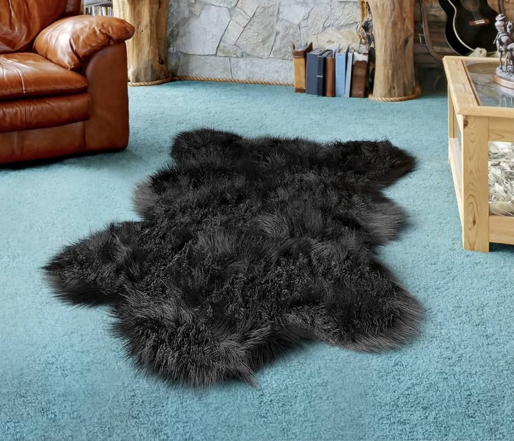 HOMECUTE Extra Large Faux Bear Skin Area Rug 6ft x 3ft. Bear Skin Rug Extra Hairy. Comfy Faux Fur... | Amazon (US)