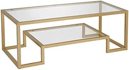 Henn&Hart Modern Geometric-Inspired Glass Coffee Table, One Size, Gold | Amazon (US)