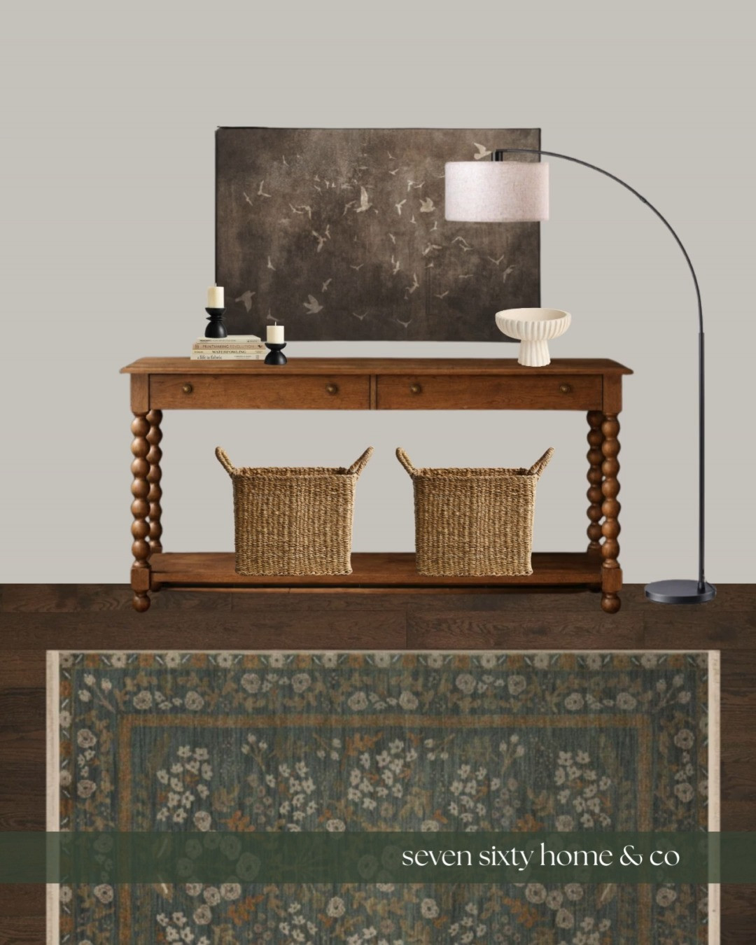 A moody traditional cottage entryway designed to feel warm, grounded, and functional from the moment you walk in. This console table anchors the space with classic proportions, a rich walnut finish, and thoughtful craftsmanship that makes it as practical as it is beautiful.

Built with a solid kiln dried rubber wood frame and oak veneer, this table is designed for everyday use. Mortise and tenon joinery and engineered wood support underneath add long term strength and stability, making it a reliable piece for high traffic spaces like entryways. It is also GREENGUARD certified, contributing to healthier indoor air for your home.

The lower shelf provides space for baskets and storage while the surface offers room for lighting, artwork, and everyday essentials. This is the kind of entryway furniture that feels timeless, durable, and easy to live with.

Everything featured in this entryway design is linked on LTK. 

 #LTKHome