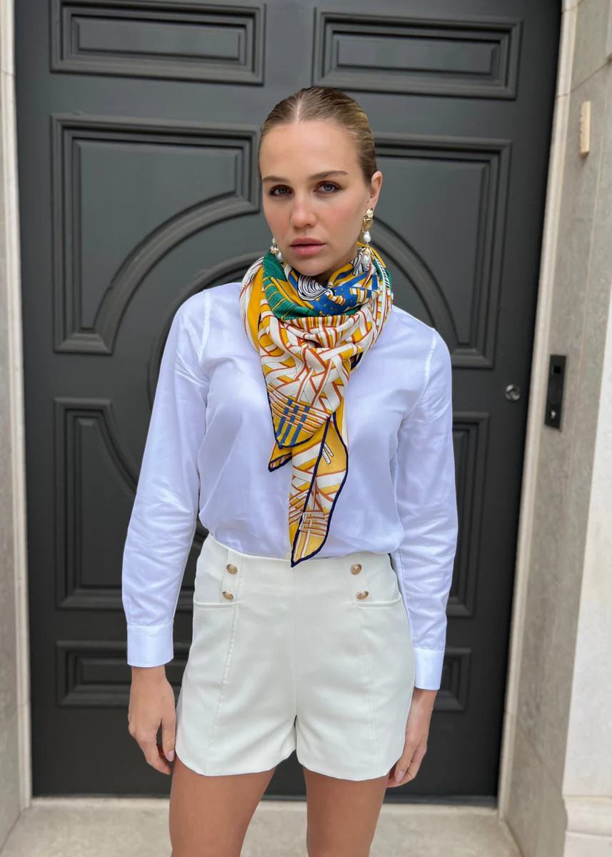 Constance Multi Color Shawl-Green/Yellow/Cream | Benaar La