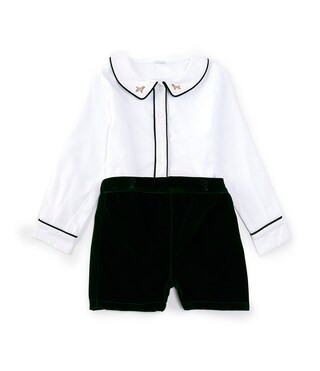 Edgehill Collection x Darby Fallon Clark Little Boys 2T-4T Whit Dog Embroidered Shirt and Velvet ... | Dillard's