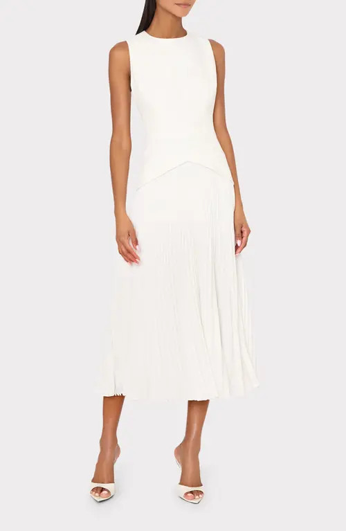Milly Haddy Pleated Midi Dress in Ecru at Nordstrom, Size 0 | Nordstrom