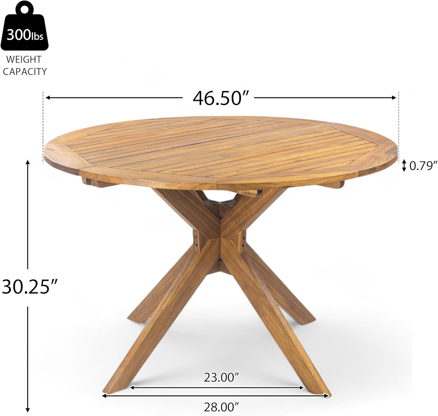 Christopher Knight Home Stamford Outdoor Acacia Wood Round Dining Table, Teak Finish | Amazon (US)