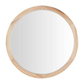 Home Decorators Collection Medium Round Brown Natural Wood Transitional Accent Mirror (24 in. Dia... | The Home Depot