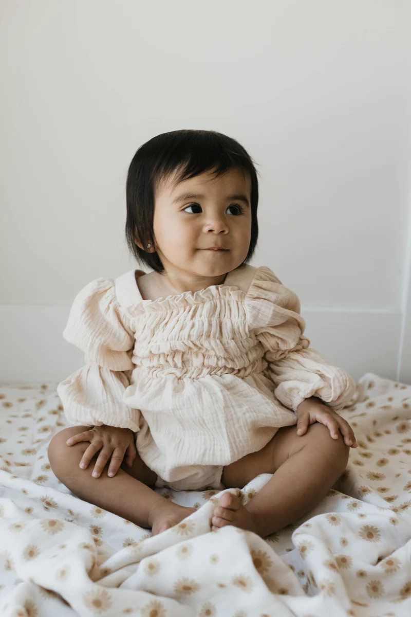 Cream | Muslin Long Sleeve Romper | Forever French