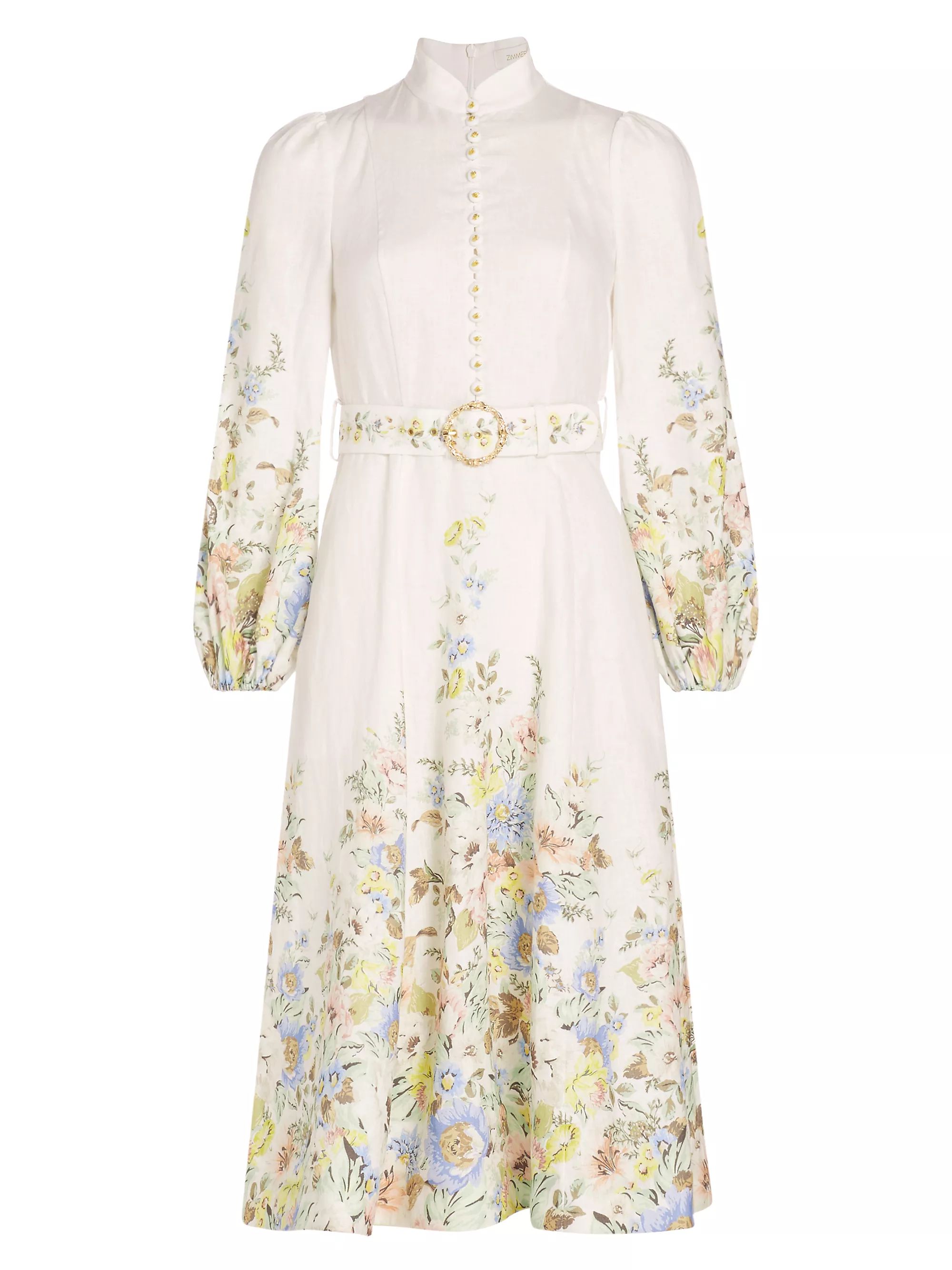 Matchmaker Belted Floral Linen Midi Dress | Saks Fifth Avenue