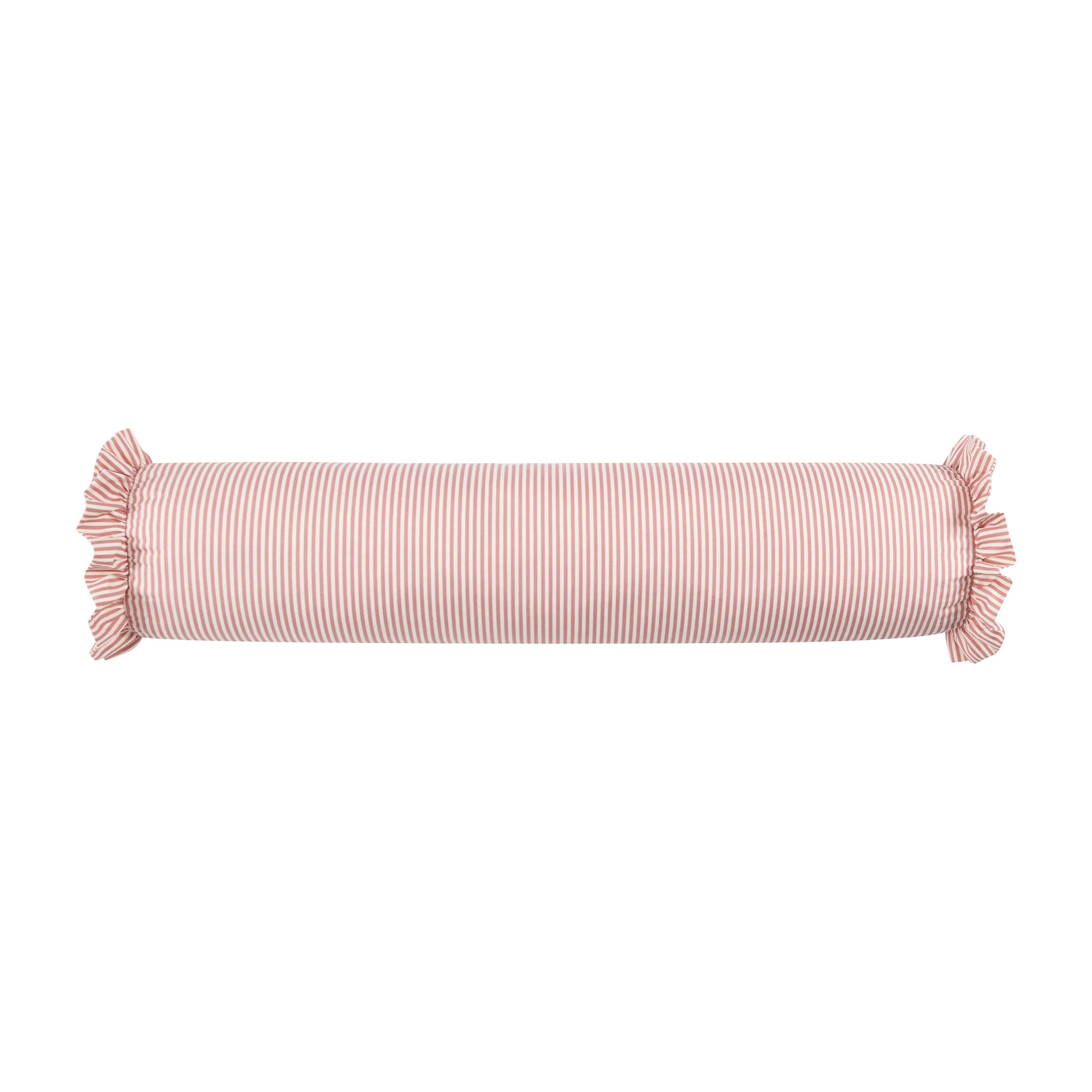 Home Decor Collection 8" x 36" Pink Striped Ruffle Bolster Decorative Pillow | Walmart (US)