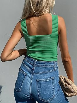 BZB Womens Ribbed Tank Tops 2025 Summer Sleeveless Square Neck Shirts Casual Slim Fitted Knit Shi... | Amazon (US)