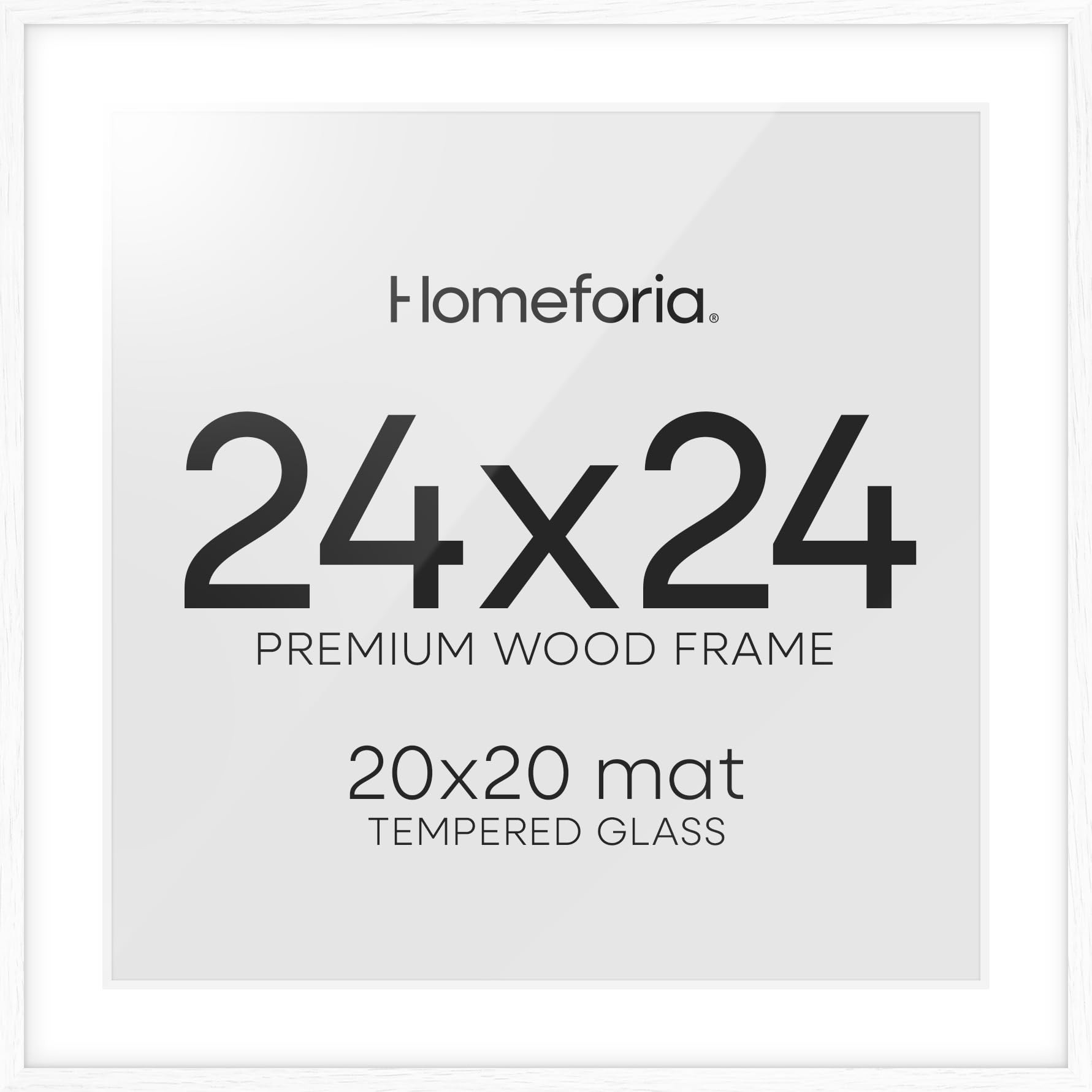 Homeforia 24x24 White Picture Frame, High End Oak 24 x 24 Square Wood Frames with Mat 20 by 20 in... | Amazon (US)