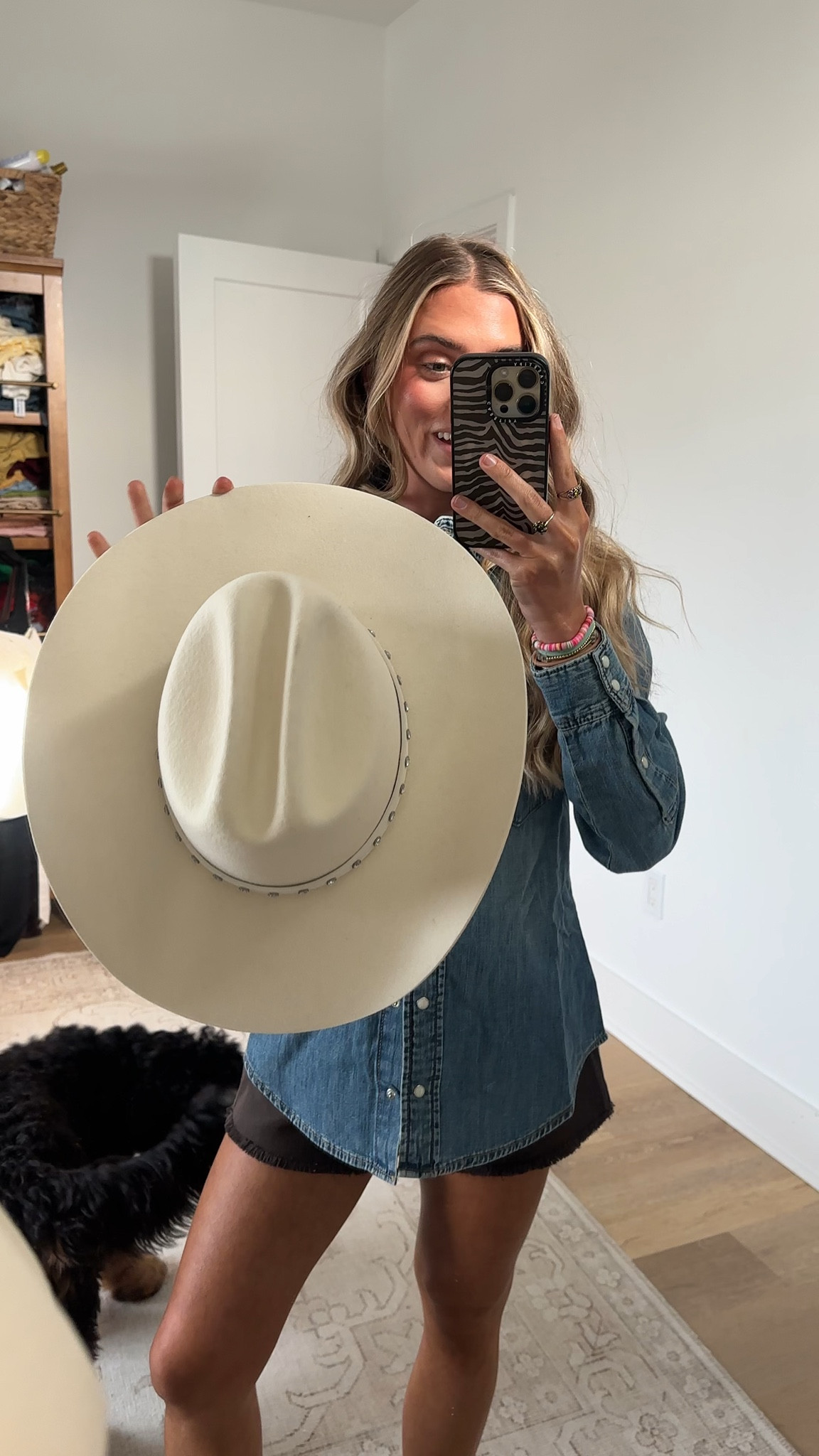 @Wrangler cowboy hat for women. Wool Felt, cattleman's crease cowboy
4.25" stiff curved brim & 4.5" crown
Tonal leather band with rhinestones & leather 'Wrangler' logo label at center back on the band
Adjustable grosgrain sweatband with silver foil 'Wrangler' logo
57 cm, adjustable one size fits most

#LTKootd #LTKSeasonal #LTKdayinmylife