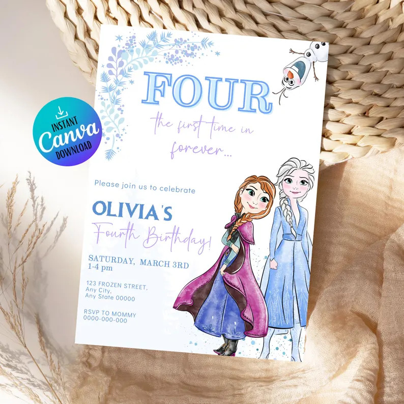 Frozen Four the First Time in Forever Birthday Invitation - Elsa Birthday Invitation - Elsa Party... | Etsy (US)
