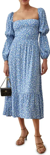 Reformation Floral Long Sleeve Midi Dress | Nordstrom | Nordstrom