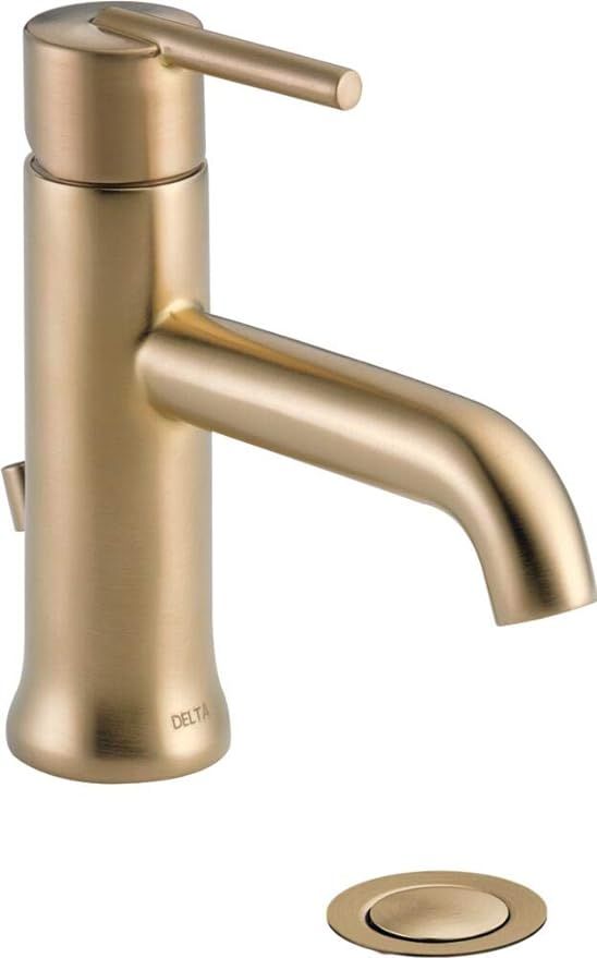 Delta Faucet Trinsic Single Hole Bathroom Faucet, Gold Bathroom Faucet, Single Handle Bathroom Fa... | Amazon (US)