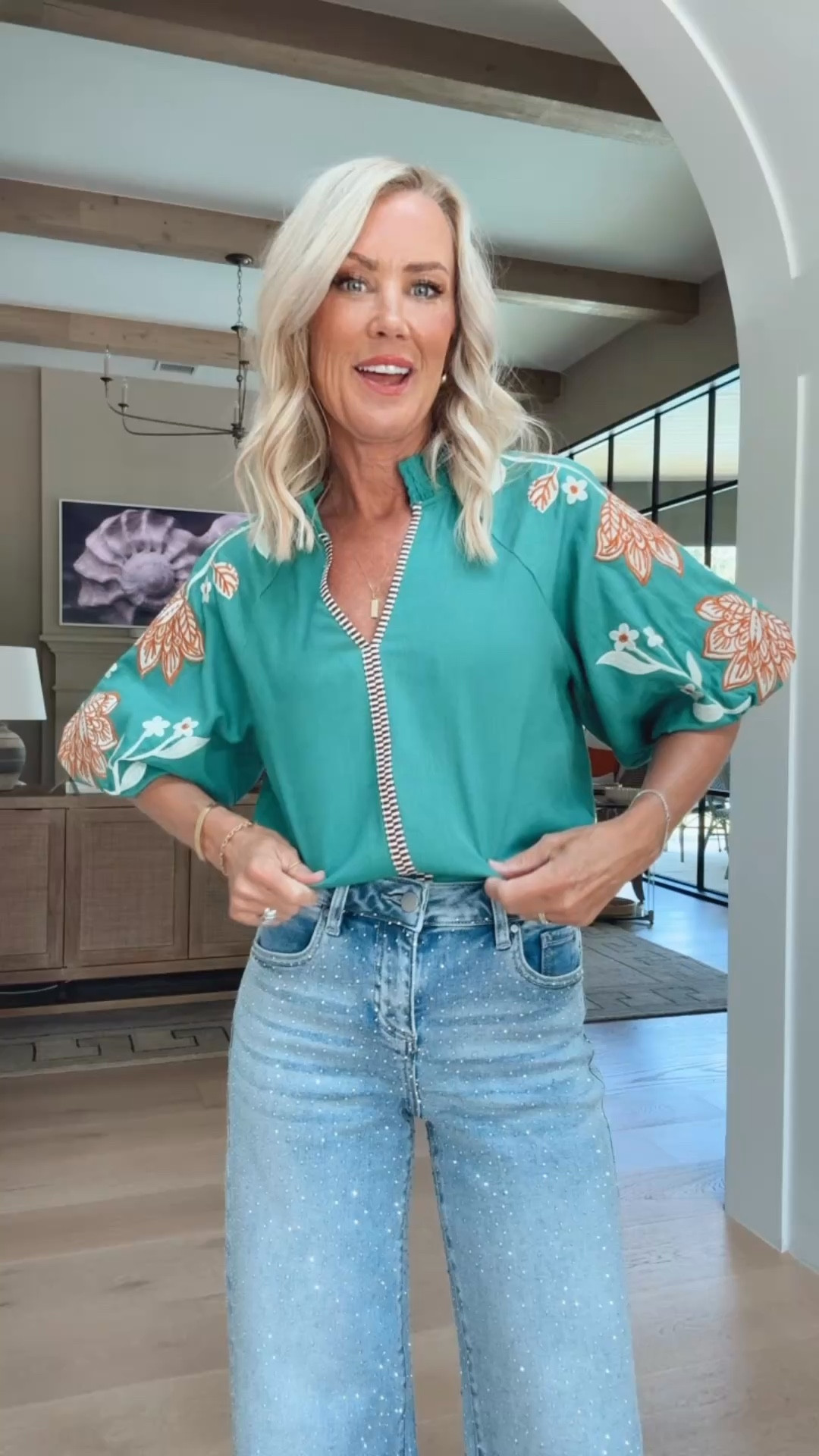 I love a chic top like this! This one is perfect to transition into fall and these jeans just had an extra layer of pop!

Top: XS
Jeans: 24, size down 2!

#LTKootd #LTKgrwm #LTKOver40