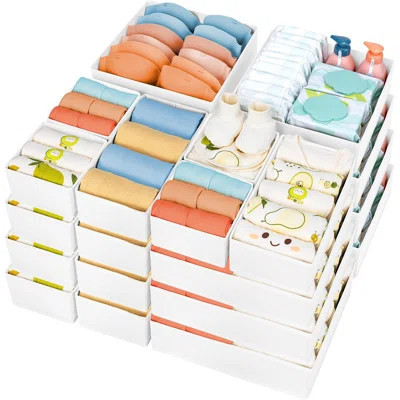 24 Pack Drawer Organizer For Clothes, Foldable Dresser Organizers And Storage, Fabric Drawer Dividers For Baby Clothes, Underwear, Socks, And Accessor | Wayfair North America