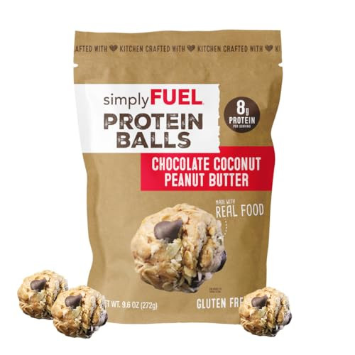 simplyFUEL Whole-Food Protein Balls (Chocolate Coconut Peanut Butter), 8 g High-Protein, Gluten-Free, Healthy Snack for Adults & Kids, 9.6 oz | Amazon (US)