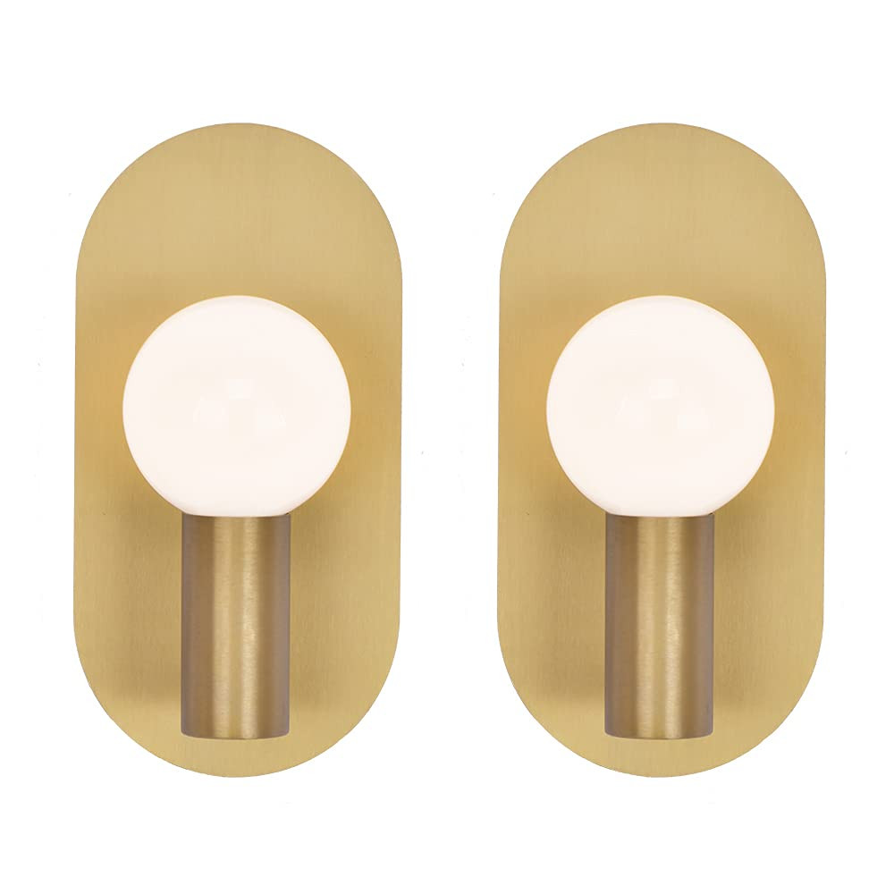 Gold Modern Wall Sconce Set of 2, Mid Century Sconces Wall Lighting Oval Stylish Vanity Lighting ... | Amazon (US)