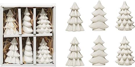 Creative Co-Op 2.5" Stoneware (Boxed Set of 6) Trees, White | Amazon (US)