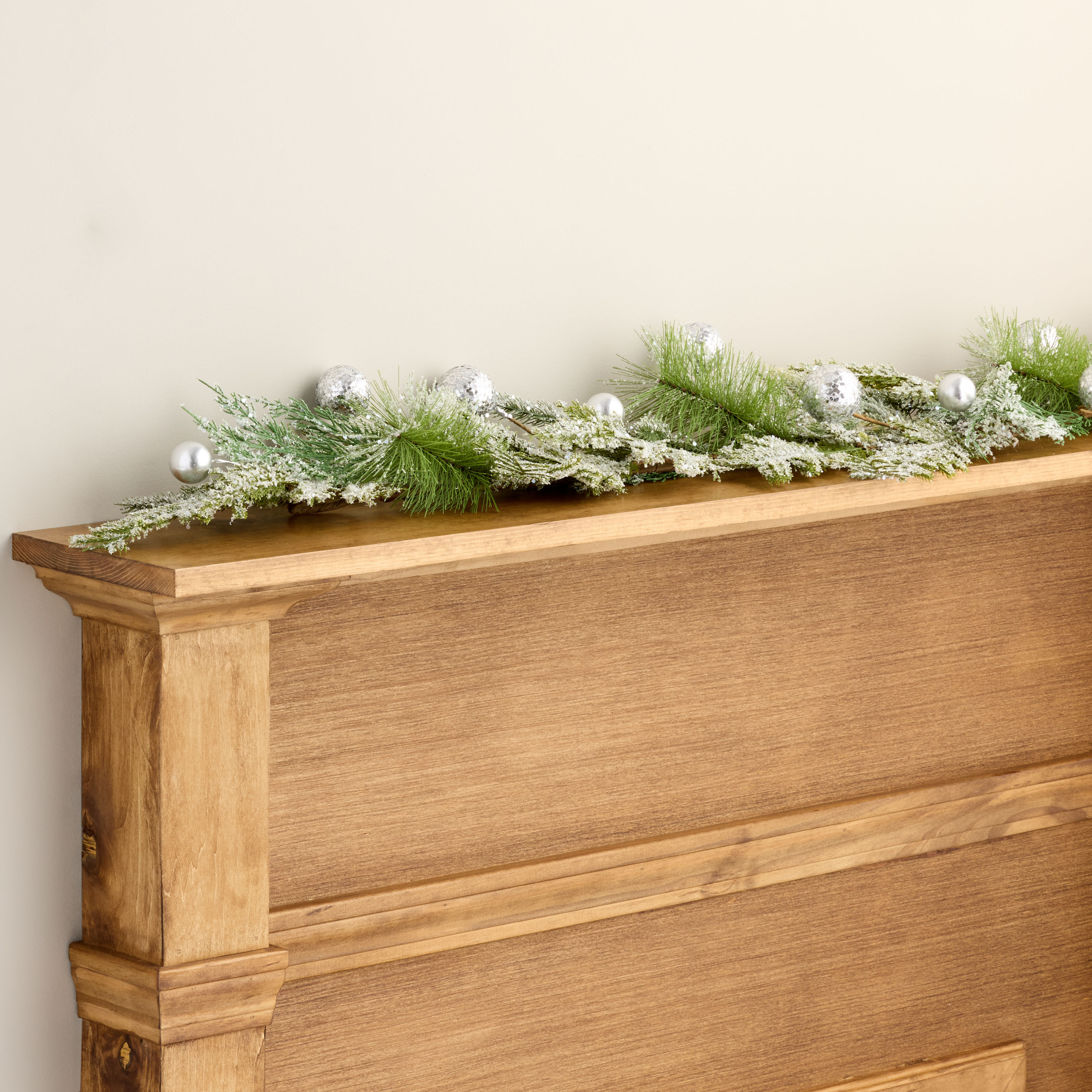 Icy Faux Pine and Disco Ball Ornament Garland | World Market