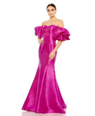 Mac Duggal Women's Sweetheart Off The Shoulder Puff Sleeve Gown - Fuchsia | Macy's
